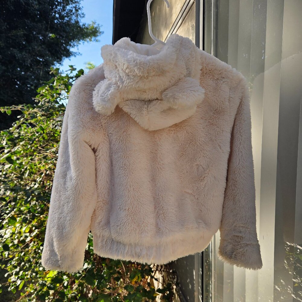 H&M Cream Fuzzy Bear Hooded Jacket